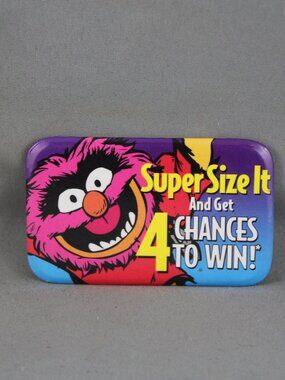 Vintage McDonalds Pin - Super Size It 4 Chances to Win Animal Muppet - Celluloid